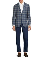 Kei Plaid Wool-Blend Two-Button Sport Coat