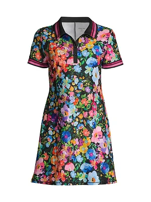 Wild Bloom Floral Polo-Style Minidress