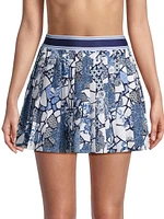 Moonlight Glass Floral Pleated Miniskirt