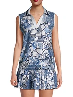 Moonlight Glass Floral Sleeveless Polo Shirt