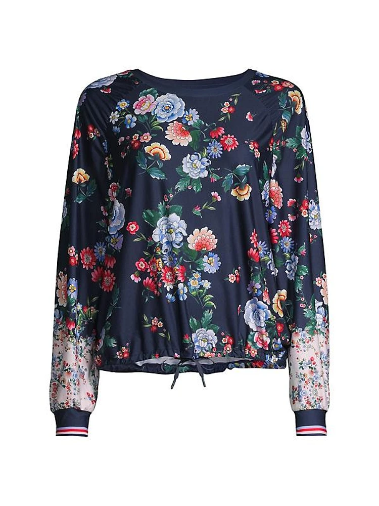 Bee Active Elsa Ruched Floral Long-Sleeve Top