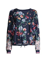 Bee Active Elsa Ruched Floral Long-Sleeve Top