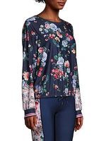 Bee Active Elsa Ruched Floral Long-Sleeve Top