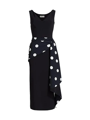 Airose Polka Dot Sash Midi-Dress