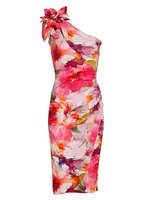 Gosia One-Shoulder Floral Cocktail Dress