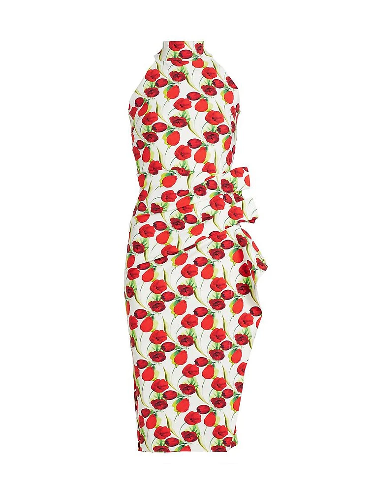 Amenadiel Print Halter Cocktail Dress