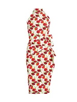 Amenadiel Print Halter Cocktail Dress