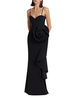 Ethane Strapless Floral Ruffle Gown