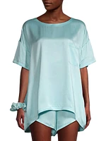 Stuff Of Dreams Silk Sleep T-Shirt, Shorts & Scrunchie Set