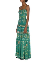 Alma Lima Esmeralda Floral Linen Maxi Dress