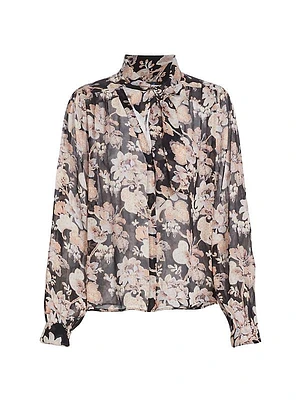 Kirstie Floral Silk Tieneck Blouse