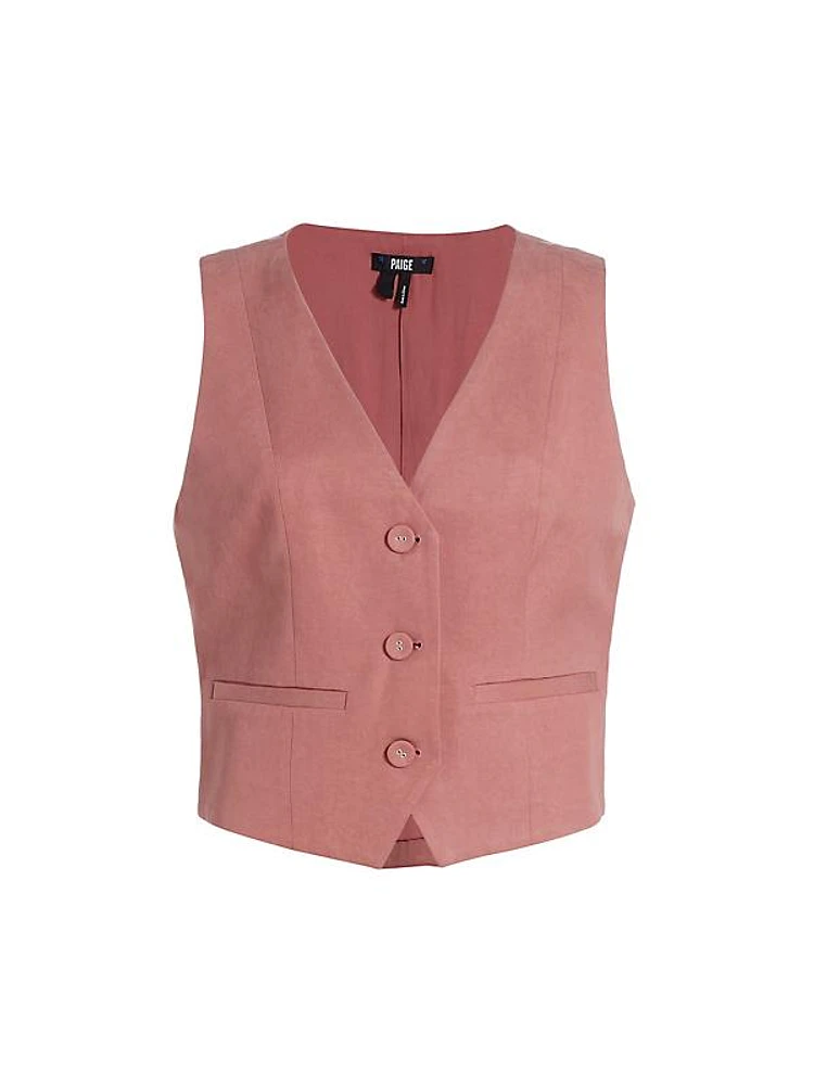 Iris Cotton-Blend Button-Front Vest