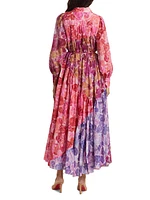 Abstraction Collisions Floral Cotton Maxi Shirtdress