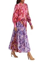 Abstraction Collisions Floral Cotton Maxi Shirtdress