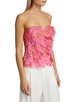 Charmed Rosette Printed Ruffled Bustier