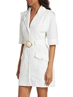 Abstraction Lyric Linen-Blend Belted Minidress