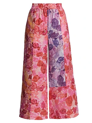 Vision Floral Linen Wide-Leg Pants