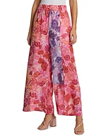 Vision Floral Linen Wide-Leg Pants