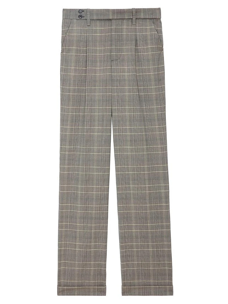 Pura Plaid Wool Wide-Leg Pants