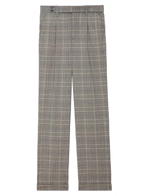 Pura Plaid Wool Wide-Leg Pants