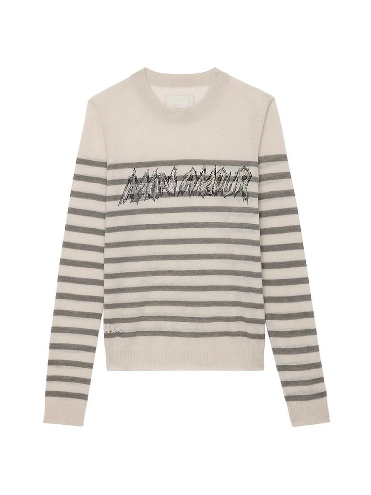 Source Striped Slogan Cashmere Sweater