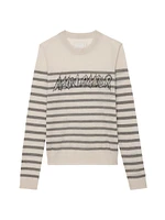 Source Striped Slogan Cashmere Sweater