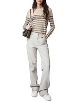 Source Striped Slogan Cashmere Sweater