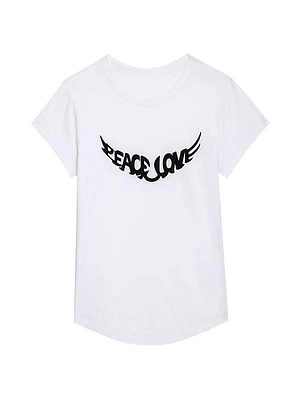 Peace Love Wings Graphic Cotton-Blend T-Shirt