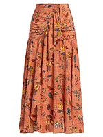 Georgina Printed Silk Midi-Skirt