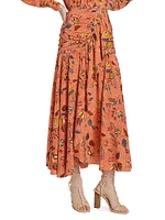 Georgina Printed Silk Midi-Skirt