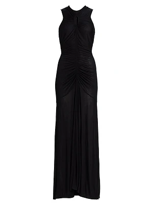 Isabel Ruched Keyhole Body-Skimming Maxi Dress