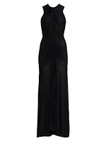 Isabel Ruched Keyhole Body-Skimming Maxi Dress