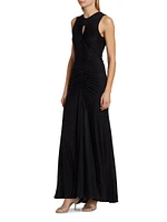 Isabel Ruched Keyhole Body-Skimming Maxi Dress