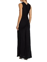 Isabel Ruched Keyhole Body-Skimming Maxi Dress