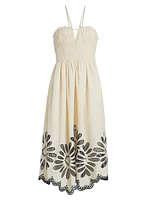 Beatrice Embroidered Linen & Cotton Midi-Dress