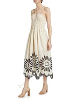 Beatrice Embroidered Linen & Cotton Midi-Dress