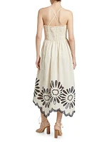 Beatrice Embroidered Linen & Cotton Midi-Dress