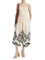 Beatrice Embroidered Linen & Cotton Midi-Dress