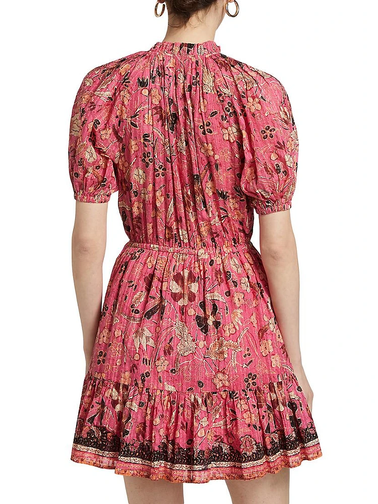 Sanna Floral Puff-Sleeve Minidress