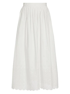 Marisol Eyelet A-Line Midi-Skirt