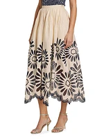 Annisa Embroidered A-Line Midi-Skirt