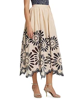 Annisa Embroidered A-Line Midi-Skirt