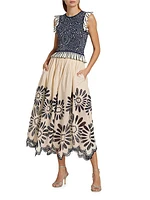 Annisa Embroidered A-Line Midi-Skirt