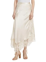 Cressida Silk Lace-Paneled Midi-Skirt