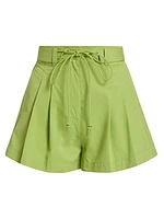 Iris Pleated High-Rise Wide-Leg Shorts