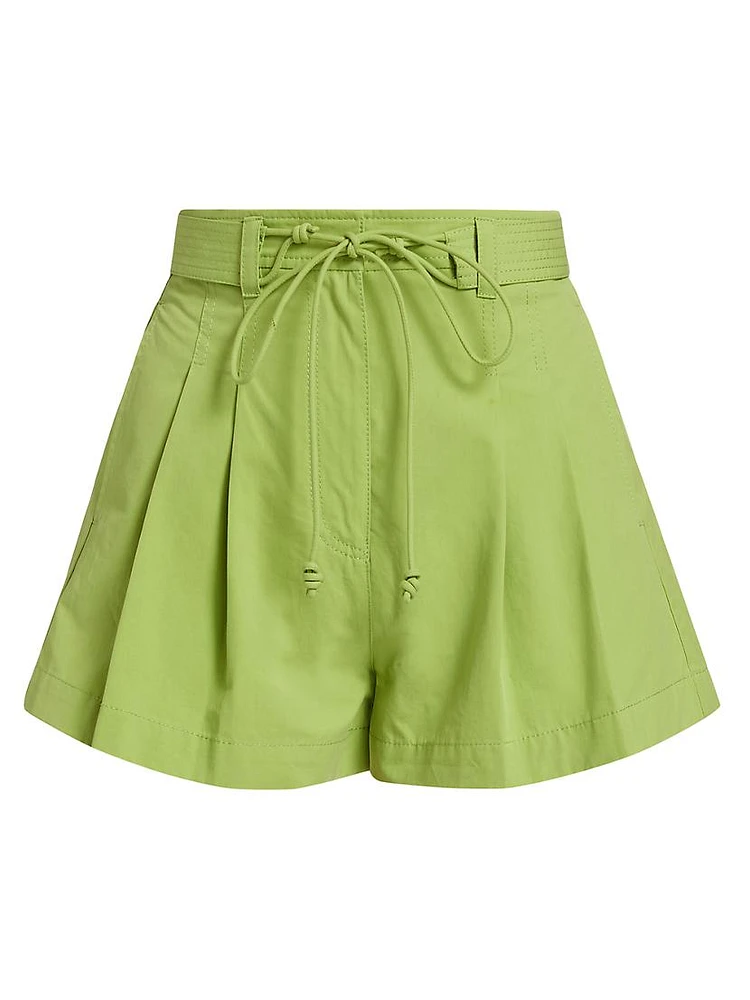 Iris Pleated High-Rise Wide-Leg Shorts