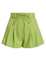 Iris Pleated High-Rise Wide-Leg Shorts