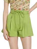 Iris Pleated High-Rise Wide-Leg Shorts