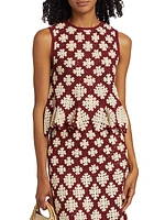 Boden Geometric Crochet Peplum Top