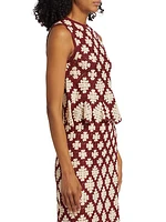 Boden Geometric Crochet Peplum Top